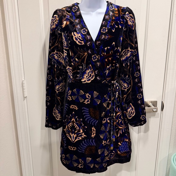 Farm Rio Black Arabesque Mix Scarves Wrap Mini Dress, XS - Picture 3 of 13